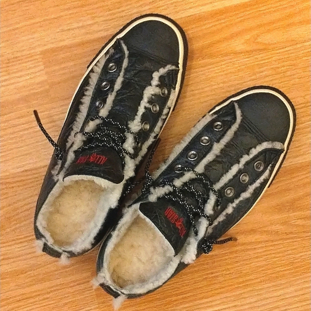 Converse CT All Star Women's Size 9 Shoes Black Low Shearling Leather Sneakers